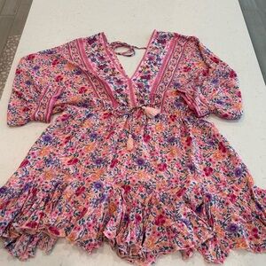 Aakaa Vibrant Pink and Purple Floral Top